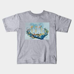 Baby Herons in nest, bird art, wildlife designs Kids T-Shirt